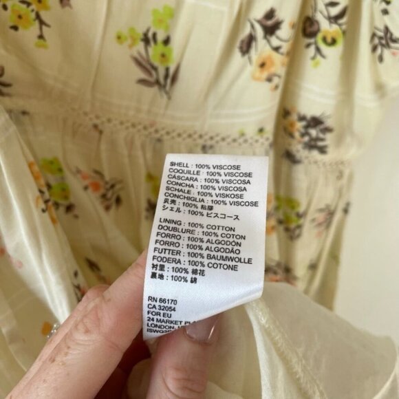 Urban Outfitters UO Honey Tiered Frock Mini Dress Cream Floral Size Small - Picture 10 of 10